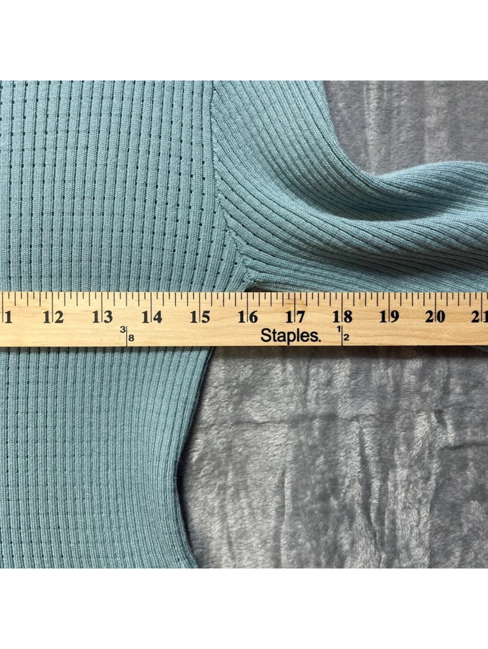 Chelsea & Theodore Women's Ribbed Knit Sweater Dress Light Blue Large - Picture 4 of 5